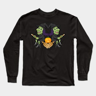 Halloween Witch Pumpkin Long Sleeve T-Shirt